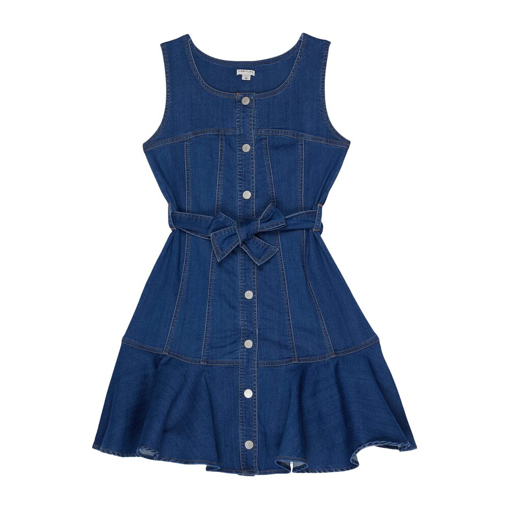 Habitual Big Girls Snap Front Flounce Dress Medium Stone 12